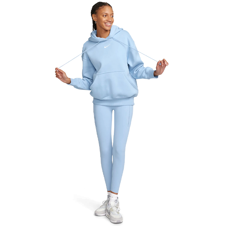 Hanorac Nike W NSW STYLE FLC PO HOODIE OS XS Albastru deschis Femei photo 3